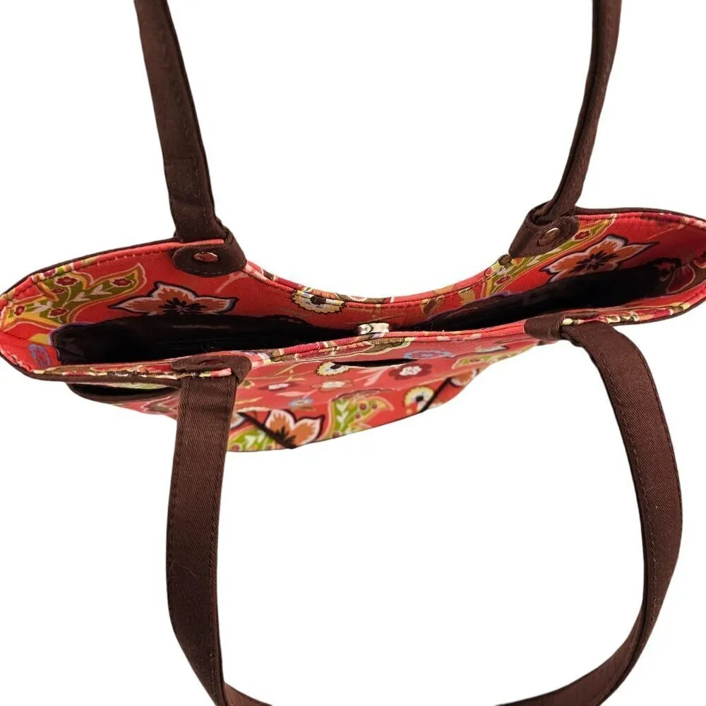 Longaberger Homestead Red Floral Print Snap Close Shoulder Handbag Purse